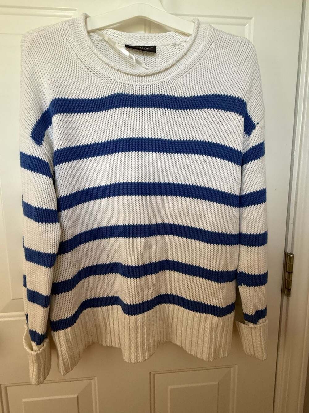 Lane Bryant Blue and White Striped Long Sleeve Knit Sweater - Picture 1 of 3